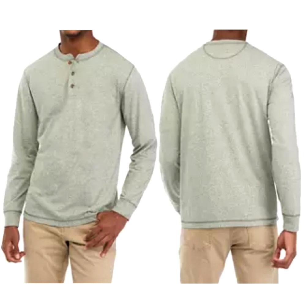 Ocean + Coast Long Sleeve Henley 100% Cotton Small Army Green - Picture 9 of 11